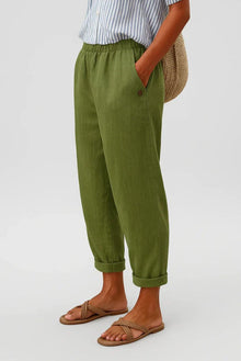 Romina™ Klassische Leinenhose – Olivgrün