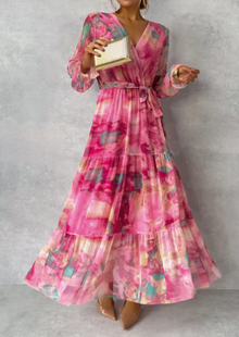 Ava - Aquarell-Maxikleid, Sommerlicher Traum – Rosa