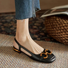 Slingback-Ballerinas mit Zierkette | Flacher Absatz | Elegante Form – Schwarz