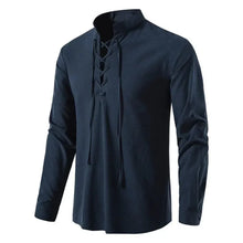 Oliver - Langarmhemd mit Schnürung – Marineblau
