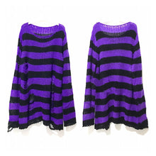Eleganter Vintage Gestreifter Pullover Für Damen | Perfekt für Alltagskleidung – Lila