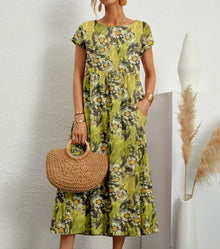 Liriane | Luftiges Kleid mit Blumenmuster – Gelb