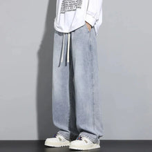 Herren Baggy Jeans | Verstellbarer Kordelzug – Hellblau