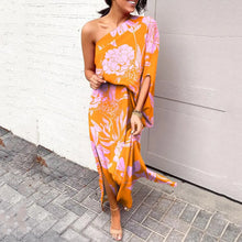 Bonnie - Schickes Ein Schulter Kleid Damen – Orange-Rosa