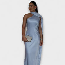 Elegantes Off-Shoulder Halter Maxikleid – Blau