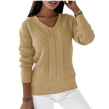 Strickpullover mit Zopfmuster | V-Ausschnitt | Bequeme Passform – Aprikose