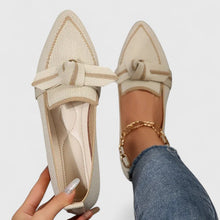 Felicia | Damen Orthopädische Spitz Zulaufende Knoten Loafer – Beige