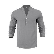 Orvian™ Hemd aus Premium-Leinen mit Minimalistischem Henley-Kragen – Grau