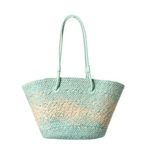 Französische Luxus Strandtasche Damen – Handgefertigte Raffia Sommertasche – Blau