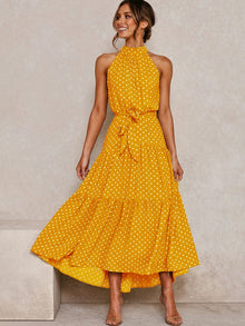 Polka-Muster Eleganzkleid – Gelb