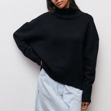 Damen Pullover | Lässig mit Rollkragen und weitem Schnitt – Schwarz
