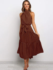 Polka-Muster Eleganzkleid – Braun
