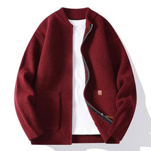 Jorje – Gerippter Strickcardigan Mit Reissverschluss – Rot
