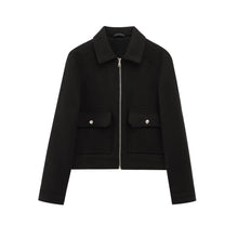 Kerstin | Damen Freizeit-Jacke mit Reißverschluss und Woll-Mix – Schwarz