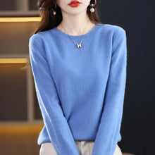 Stefani - Kaschmirpullover mit Rundhalsausschnitt – Blau