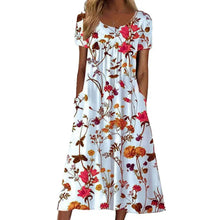 Norlina | Luftiges Midi-Kleid mit Blumenmuster – Rot Weiß