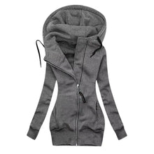 Damen-Kapuzenjacke | Asymmetrischer Reißverschluss | Figurbetonte Passform – Grau