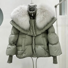 ComfyFur - Pelz-Daunenjacke – Grün