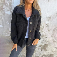 Damen kurze Jacke mit Reverskragen lässig für den Alltag – Schwarz