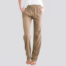 Damen Leichte Hose mit Elastischem Bund – Kaki