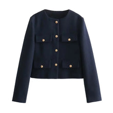 Kastenjacke | Goldene Knöpfe & Taschen-Details | Klassische Eleganz – Marineblau