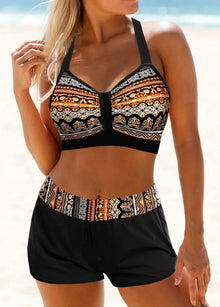 Janette Bikini mit hohem Bund und gerippter Struktur – schmeichelhafte Passform – Schwarz/Khaki