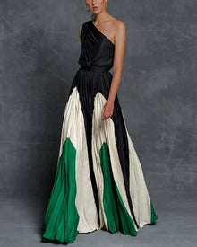 Lourdes - Elegantes Ein-Schulter-Maxikleid Damen – Grün