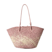 Französische Luxus Strandtasche Damen – Handgefertigte Raffia Sommertasche – Rosa