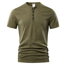 Herren Lässig Henley T-Shirt | Klassisch – Dunkelgrün