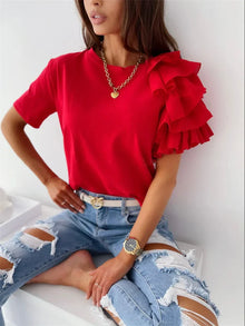 Norlina | Auffälliges Rüschensleeve-Top – Rot