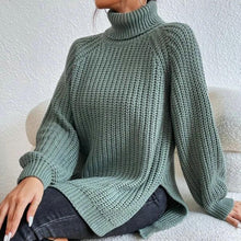 Damen Rollkragenpullover mit Lockerer Passform | Langarm – Grün