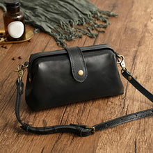 Fabienne - Retro-Ledertasche, handgemacht – Schwarz