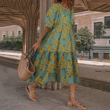 Blumiges Midikleid mit Volants | Luftig & Feminin | Ideal für den Sommer – Grün