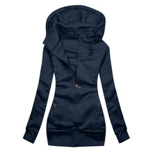 Damen-Kapuzenjacke | Asymmetrischer Reißverschluss | Figurbetonte Passform – Blau