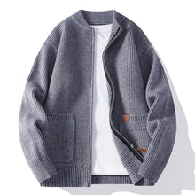 Jorje – Gerippter Strickcardigan Mit Reissverschluss – Grau
