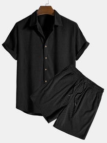 Sorvan - Das stilvolle Hemd- und Shorts-Set für Herren – Schwarz