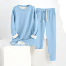 Loungewear-Set | Weite Hose & Langarm-Top | Eleganter Komfort – Hellblau