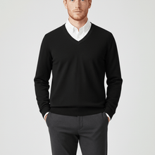Slim-Fit V-Ausschnitt Pullover - Keanu – Schwarz