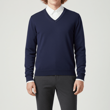 Slim-Fit V-Ausschnitt Pullover - Keanu – Dunkelblau