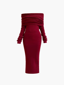 Calista Knitted Maxi Dress – Burgund