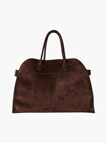 Große Damen Shopper Tasche – Strukturierte Schultertasche Wildleder/Leder – Wildleder Braun
