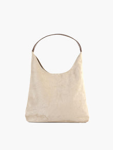 Elegante vegane Wildleder-Tasche – Geräumige Schulterhandtasche – Beige