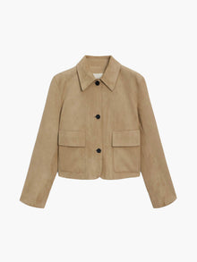 Damen Wildlederjacke – Klassische Kurzjacke mit Taschen – Beige Suede
