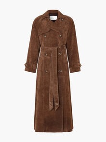 Emilia | Damen Winter Suede Doppelknopf Mantel – Braun
