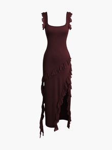 Romina Rüschen Kleid – Braun