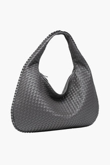 Große geflochtene Hobo-Umhängetasche für Frauen – Grau