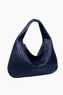 Große geflochtene Hobo-Umhängetasche für Frauen – Blau