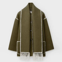 Liriane | Eleganter Mantel mit Schal – Grün