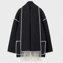 Liriane | Eleganter Mantel mit Schal – Schwarz
