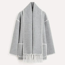 Liriane | Eleganter Mantel mit Schal – Grau